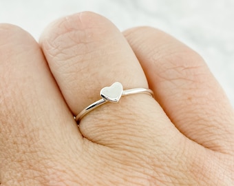 Tiny Heart Ring, Stackable Sterling Silver Heart Ring, Promise Ring, Heart Jewelry, Love Jewelry,
