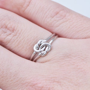 Double Silver Love Knot Ring, Friendship Ring, Knot Promise Ring, Love Knot Jewelry, Knotted Rings