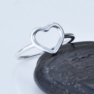 Open Heart Ring, Sterling Silver Heart Ring, Promise Ring, Heart ...