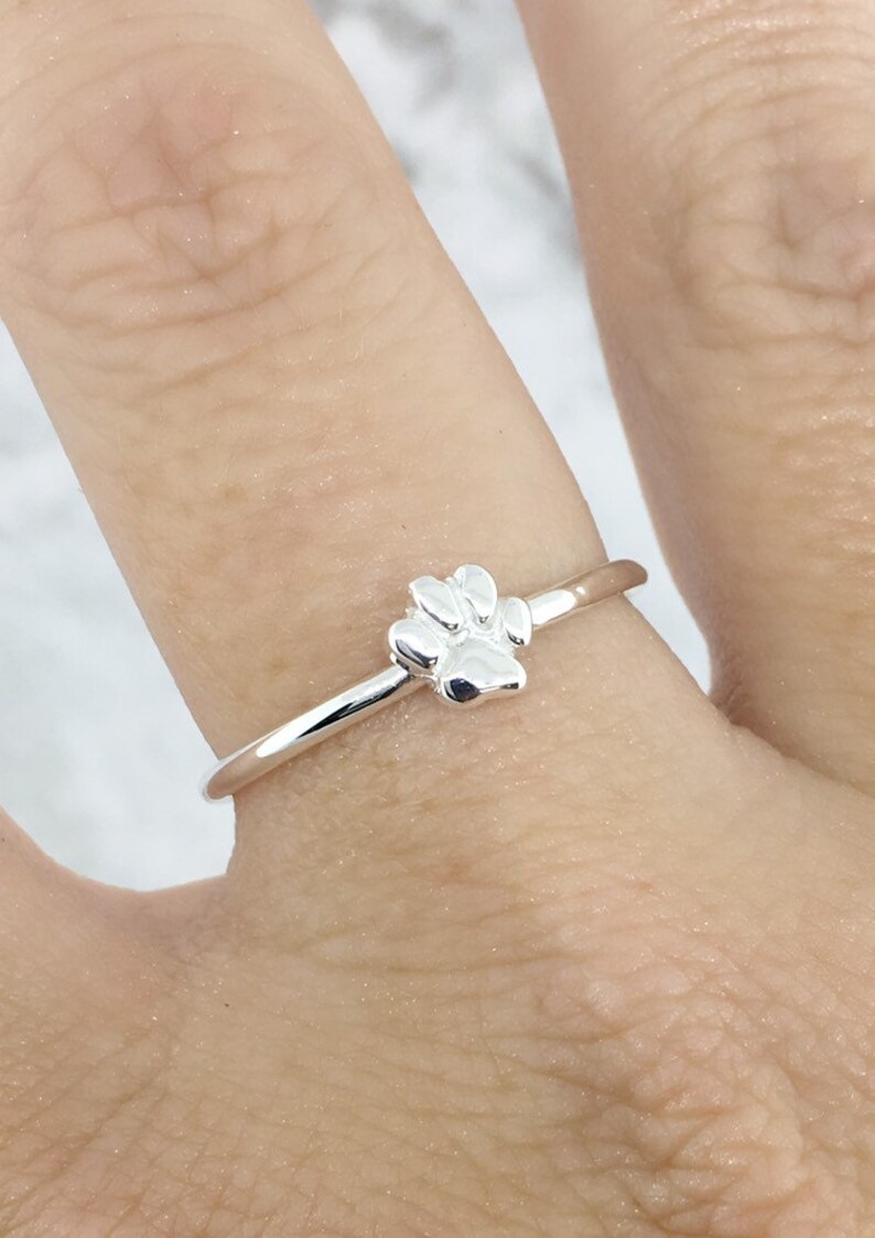 Dog Paw Print Ring Puppy Dog Paw Print Dog Lover Ring Paw Etsy