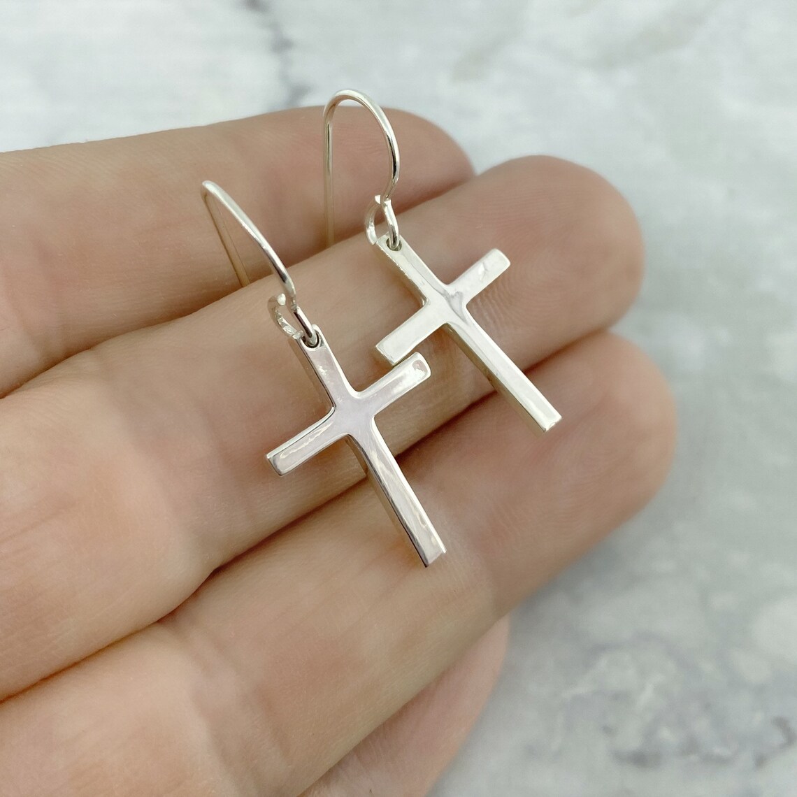 Sterling Silver Cross Earrings for Her Religious Jewelry for Etsy