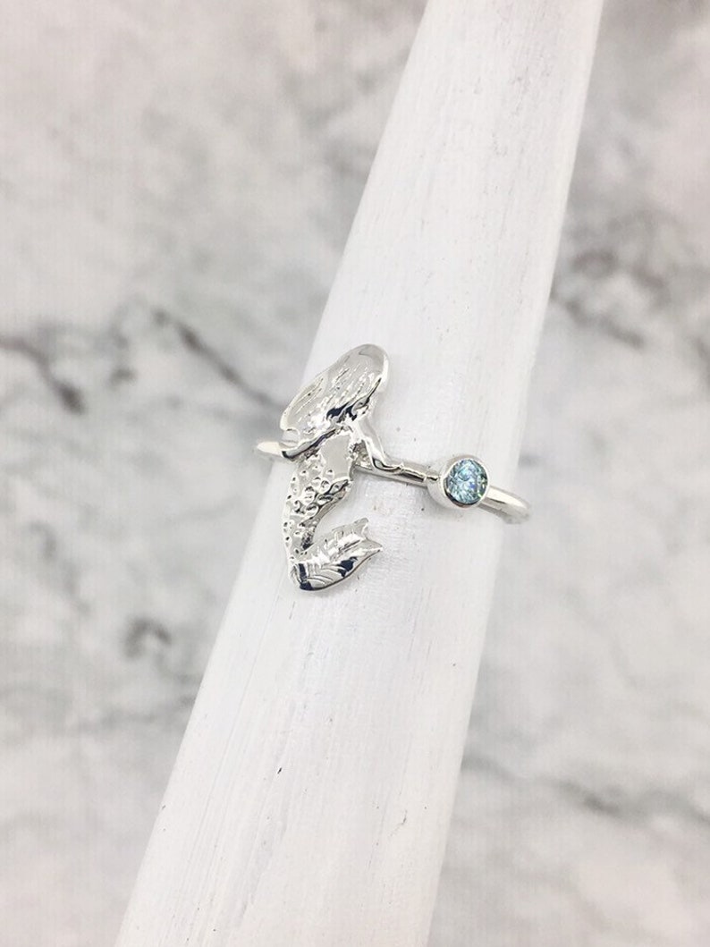 Mermaid Ring Personalized Ring October Birthstone Ring
