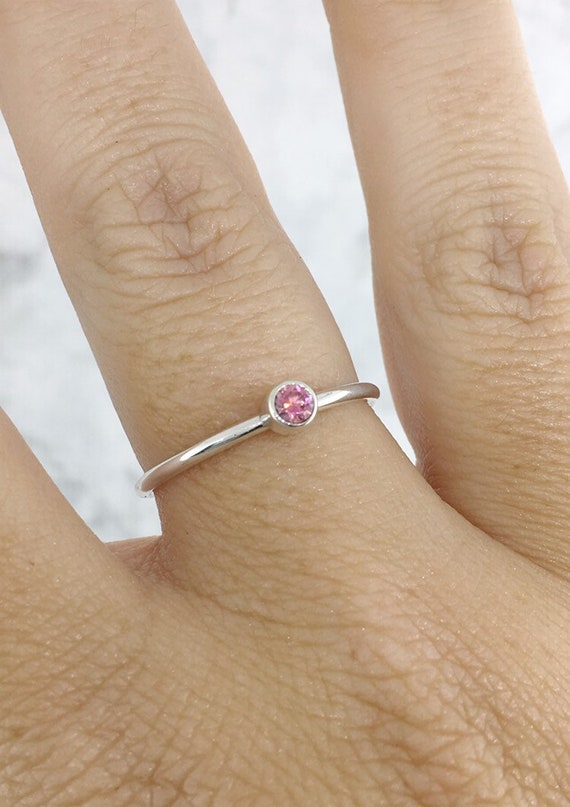 October Birthstone Ring, Pink Stone Ring, October Birthstone
