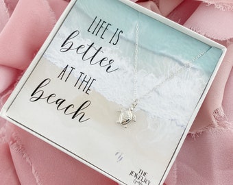 Sea Turtle Necklace w/ gift box, Sea Turtle Charm, Graduate Gift, Beach Wedding Gift