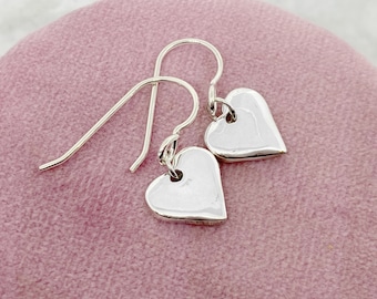 Sterling Silver Heart Earrings For Her, Heart Jewelry for Women, Light Everyday Earrings