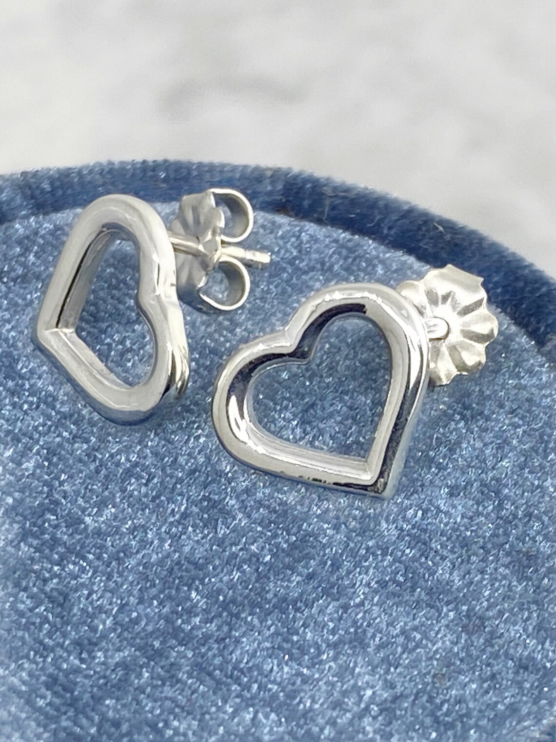 Vintage Silver Earrings with Golden Heart