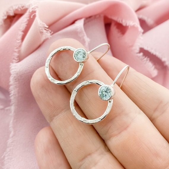 Sterling silver online march birthstone earrings