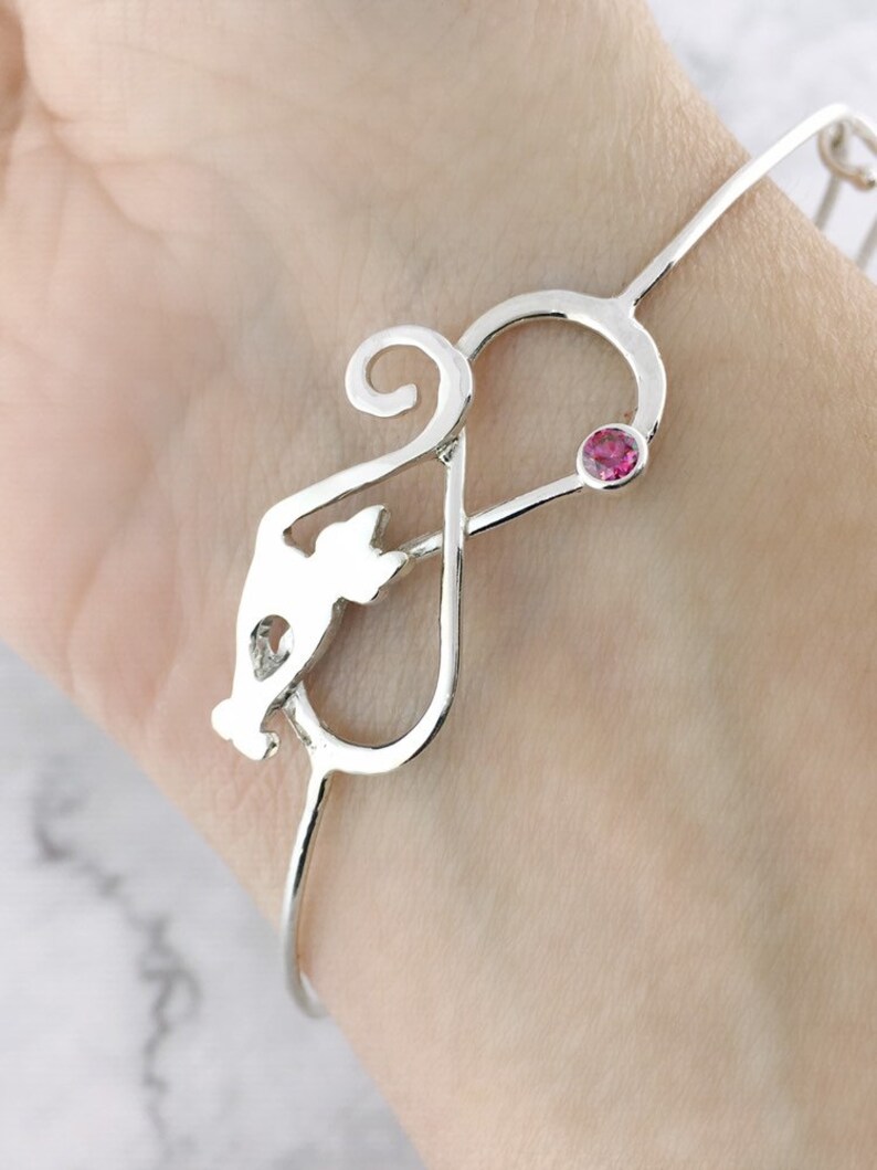 Cat Bracelet November Birthstone Bangle Cat Bangle Gift for Cat Lover