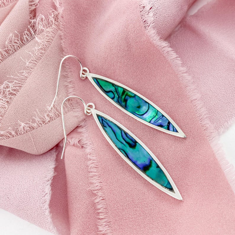 Sterling Silver Marquise Shaped Earring with Abalone