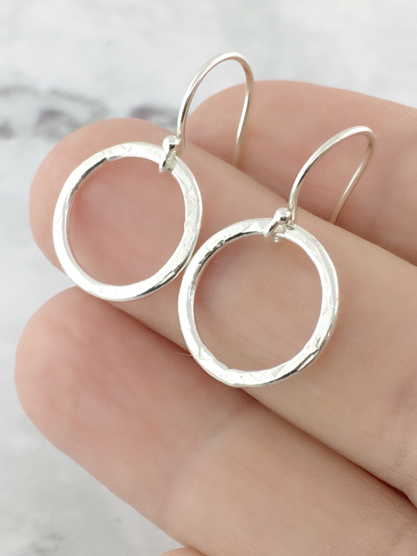 Sterling Silver Circle Dangle Earrings main image 0