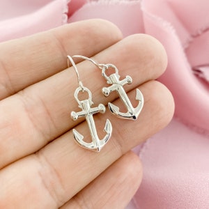 Sterling Silver Anchor Earrings, Anchor Jewelry, Silver Anchor Dangle Earrings, Nautical Jewelry, Sterling Dangle Earring, Summer Earrings image 6