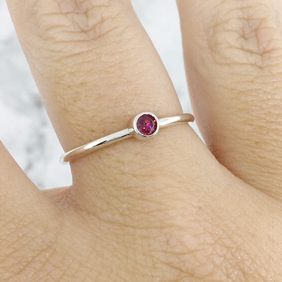 January Birthstone Ring Red Stone Ring Stackable Ring Garnet