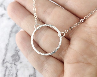 Open Circle Necklace, Sterling Silver Karma Necklace, Eternity Necklace, Open Necklace