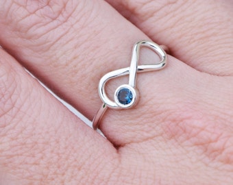 Infinity Promise Ring for Her with a Birthstone, London Blue Topaz Ring, December Birthstone Ring, Blue Gemstone Ring