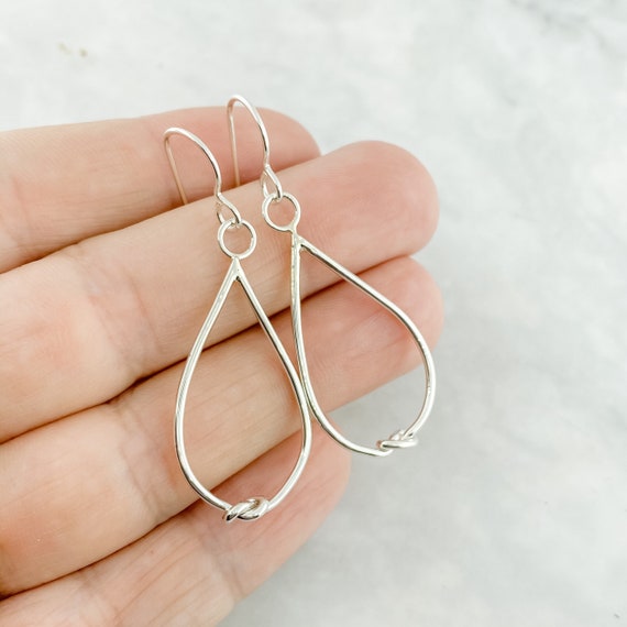 Sterling Silver Love Knot Drop Earrings Silver Teardrop Earring
