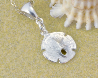 Sand Dollar Pendant - Beach Jewelry - Silver Necklace - Shell Jewlery - Sterling Silver -  Nautical Jewelry,  287