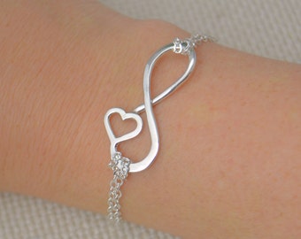 Personalized sterling silver infinity/heart bracelet. 