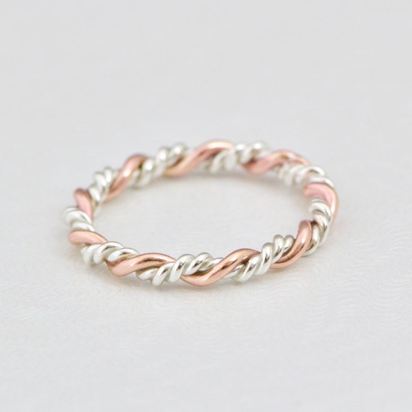 Braided Ring, Rose Gold Twist Ring, Stacking Ring, Gold Stack Ring, Rose Gold Ring, Twisted Ring, Stacked Ring, Thumb Ring For Her, Twisty 1