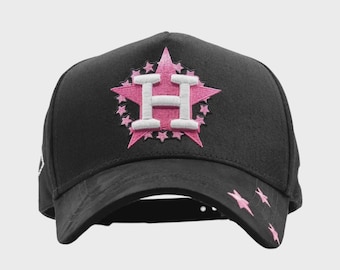 Dandy Hats x Sad Boyz svart & rosa stjärna "H" broderad basebollkeps