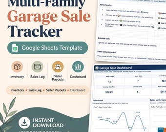 Multi-Family Garage Tracker, Inventory Spreadsheet (Google Sheets Template)