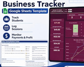 Online Nachhilfe Business Tracker Google Sheets Vorlage (Digitaler Download)