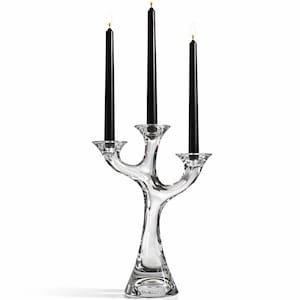 Vintage Marc Aurel Sculptural Glass Candelabra | 3 Arm Modernist Art Glass Candle Holder | Space Age Design Object