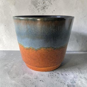 Vintage West German Scheurich Planter 806-70 | Mid Century Ceramic Cache Pot | Blue Brown Drip Glaze | Germany Pottery | 1970s Decor