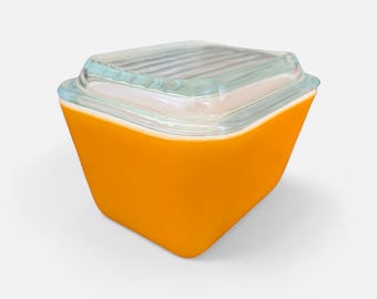Vintage Pyrex Orange Individual Casserole Dish with Lid | Retro Kitchen Glass Bakeware | Mid Century Small Dish USA