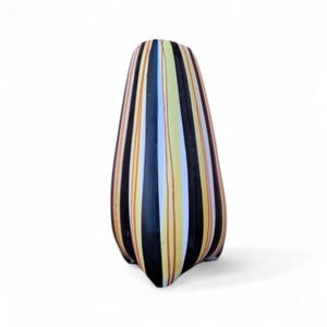 Vintage Italian Ceramic Vase – Hand Painted Striped Tripod Vase | Made in Italy | Mid Century Modern Pottery