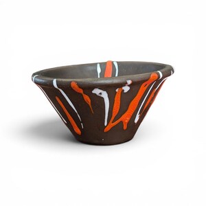 Vintage Canadian Pottery Bowl | Mid Century Drip Glaze Ceramic Dish | Small Studio Art Pottery | Brown Orange White Decorative Bowl