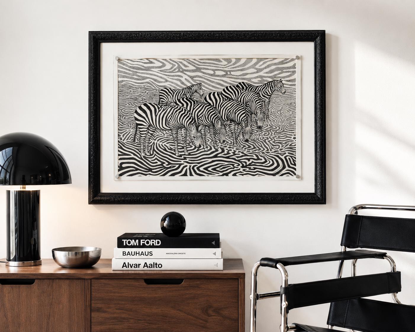 Zebra Painting Vintage Framed - Etsy