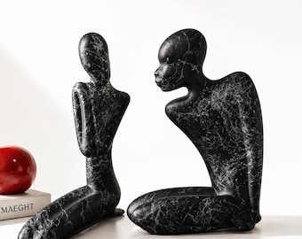 Vintage Abstract Sculptural Couple – Hagenauer Style Figurines – Mid Century Modern Vienna Inspired Decor