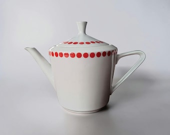 Vintage Northland Polka Dot Teapot • Red Dot Fine China • Made in Hungary • Mid Century Modern Tea Pot • Minimalist Retro Kitchen Decor
