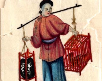 19th Century Qing Dynasty Gouache Illustration