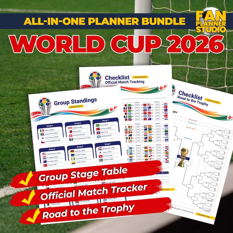 World Cup 2026 Planner PDF | Match Tracker & Travel Checklist (instant