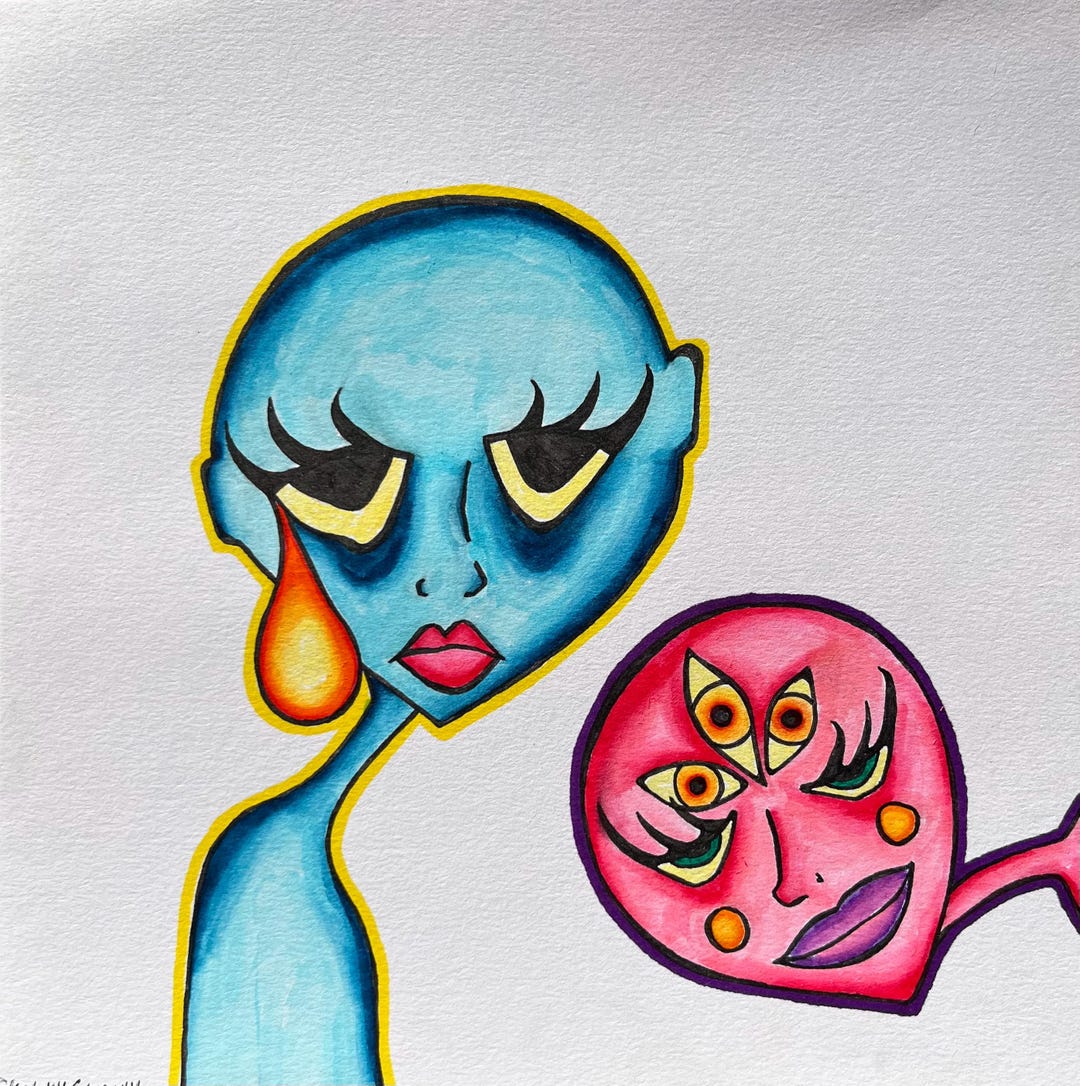 Alien Faces Art Print - Etsy
