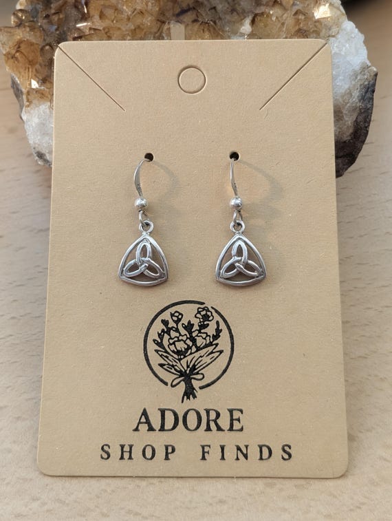 Vintage Celtic Triquetra Silver Dangle Earrings –… - image 2