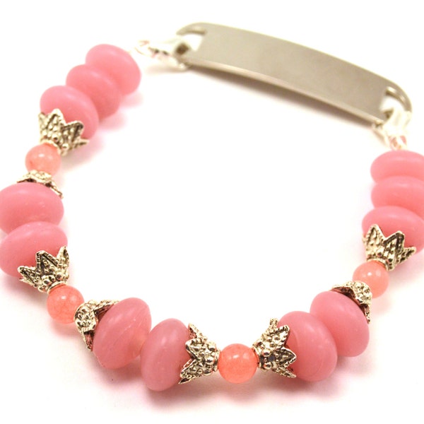 Medical Bracelet Attachment - Pink Princess Stretchy Interchangeable