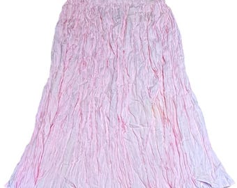 Brandy Melville maxi-rok dames OS Crinkle Boho elastische tailleband roze