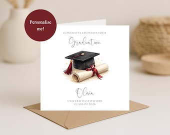 Personalised Graduation Card | Custom Name Card | University Graduation Gift | Class of 2026 Card | Graduate Congratulations Card