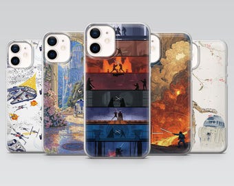 Custodia per telefono Star Wars con poster artistico per iPhone 17, 16Pro, 15, 14, 13, 12, Samsung S25, S24, S23, S22, A16, A56, A55, Pixel 10Pro, 9Pro