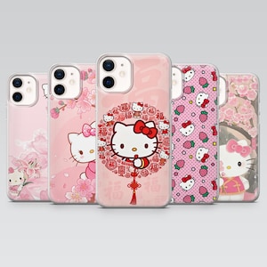 Custodia per telefono giapponese Sanrio Hello Kitty Cover per iPhone 17, 16Pro, 15, 14, 13, 12, Samsung S26, S25, S24, S23, A16, A56, A55, Pixel 10Pro, 9