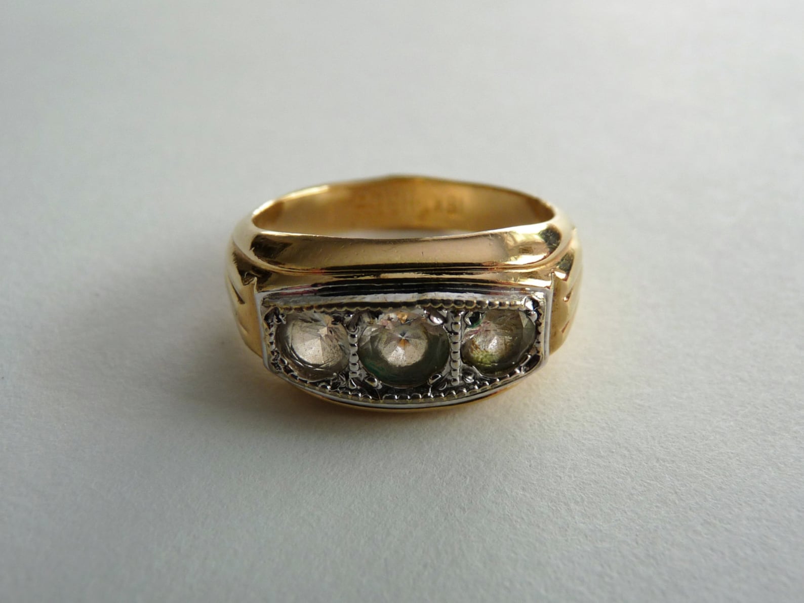 Vintage 18 KT HGE Gold Bling Ring with Fake Diamonds Size Etsy