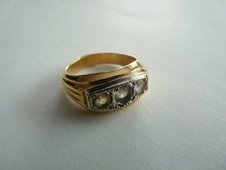 Vintage 18 KT HGE Gold Bling Ring with Fake Diamonds Size Etsy