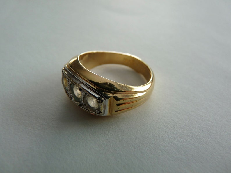Vintage 18 KT HGE Gold Bling Ring with Fake Diamonds Size Etsy