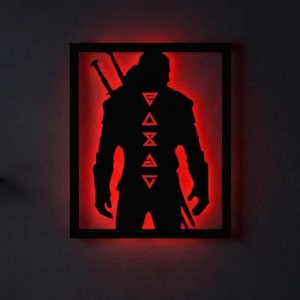 Decorazione da Parete LED Monster Hunter | Insegna Neon RPG Fantasy | Lampada Gamer | Regalo Stanza Geek & Nerd Cave