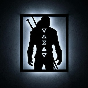 Decoración de Pared LED Monster Hunter | Letrero Neón RPG Fantasía | Cuadro Gamer | Regalo Habitación Geek | Lámpara Mágica