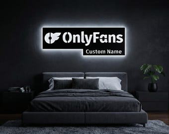 Handmade wooden OnlyFans custom name sign, RGB LED neon light, streamer wall decor, personalized gift, gaming room decor