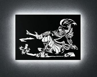 Yasuo LED Wall Decor League of Legends Wooden Wall Hanging, LoL Neon Light Gaming Room Art, Handmade Room Decor & Yasuo Main Gift