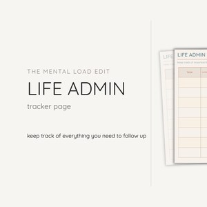Life Admin Tracker Printable | Mental Load Planner | Task & Deadline Organiser | Minimalist A4 PDF | Home and Family Admin | Print Only